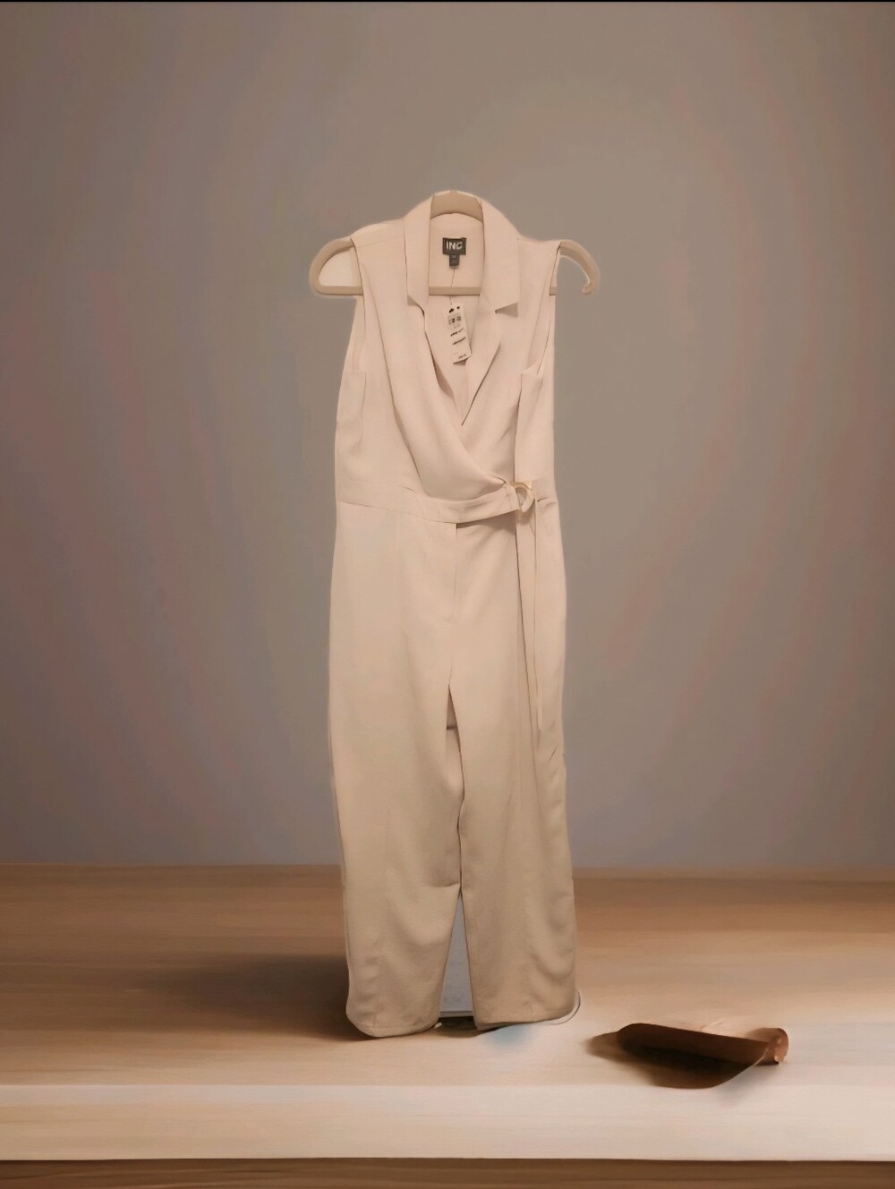 INC International Concepts White Sleeveless Wrap Jumpsuit